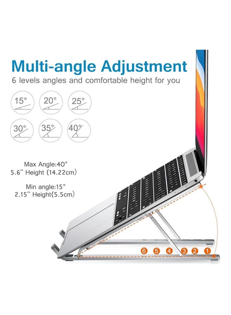Laptop Stand for Desk, Aluminum Adjustable Laptop Stand - Silver - Image 3