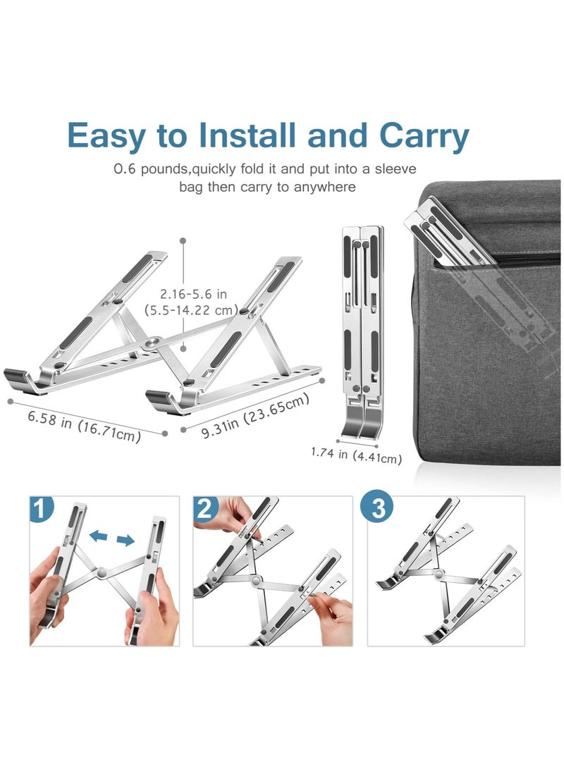 Laptop Stand for Desk, Aluminum Adjustable Laptop Stand - Silver - Image 4