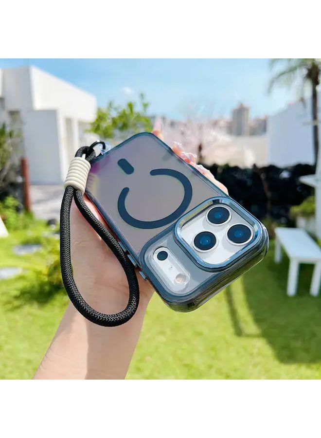 متوافقة مع هاتف iPhone 13 Pro، حافظة شحن لاسلكي مغناطيسية وردية مع حبل حلقي وحماية من السقوط - Image 2