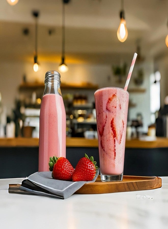 YAOSHENG قشور ورقية وردية من YAOSHENG للشرب، عبوة 100 قشة ورقية مخططة باللون الوردي لمستلزمات الحفلات، عيد الميلاد، الزفاف، العصائر، المخفوقات، الكوكتيلات - Image 5