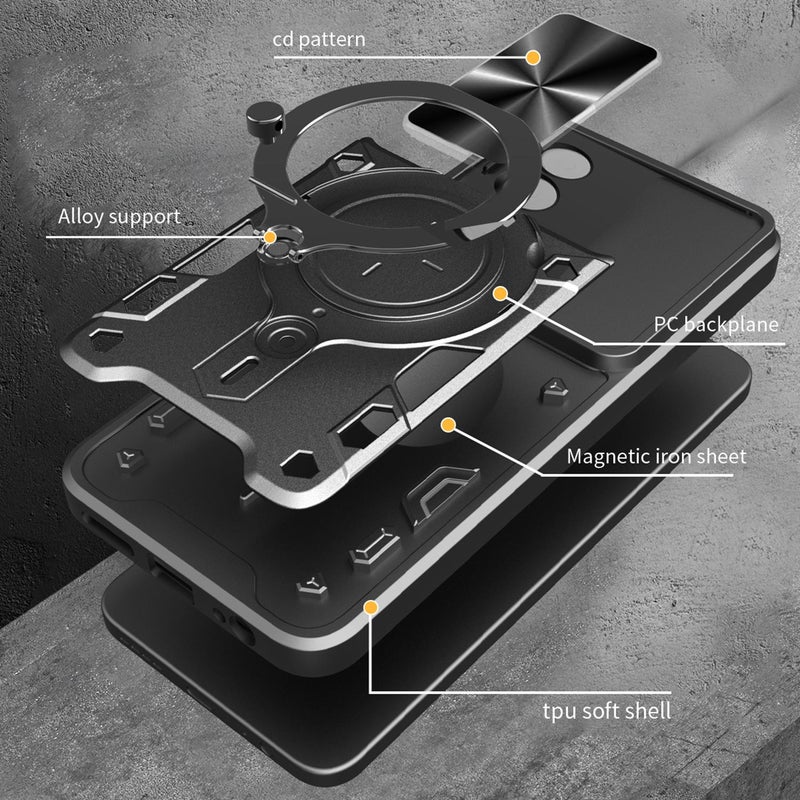 erorex For Infinix Note 50s CD Texture Sliding Camshield Magnetic Holder Phone Case(Black) - Image 3