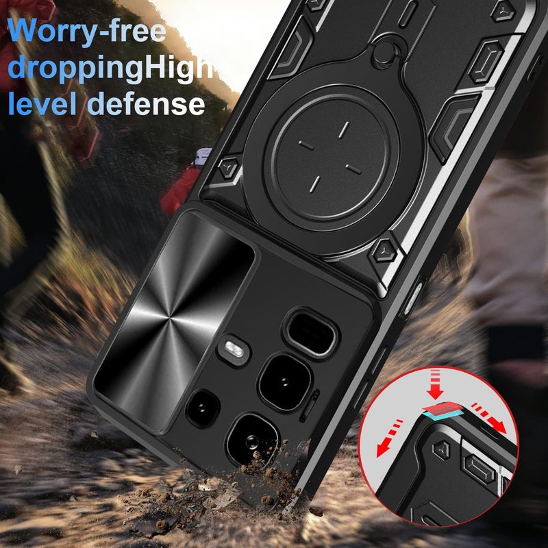 erorex For Infinix Note 50s CD Texture Sliding Camshield Magnetic Holder Phone Case(Black) - Image 4