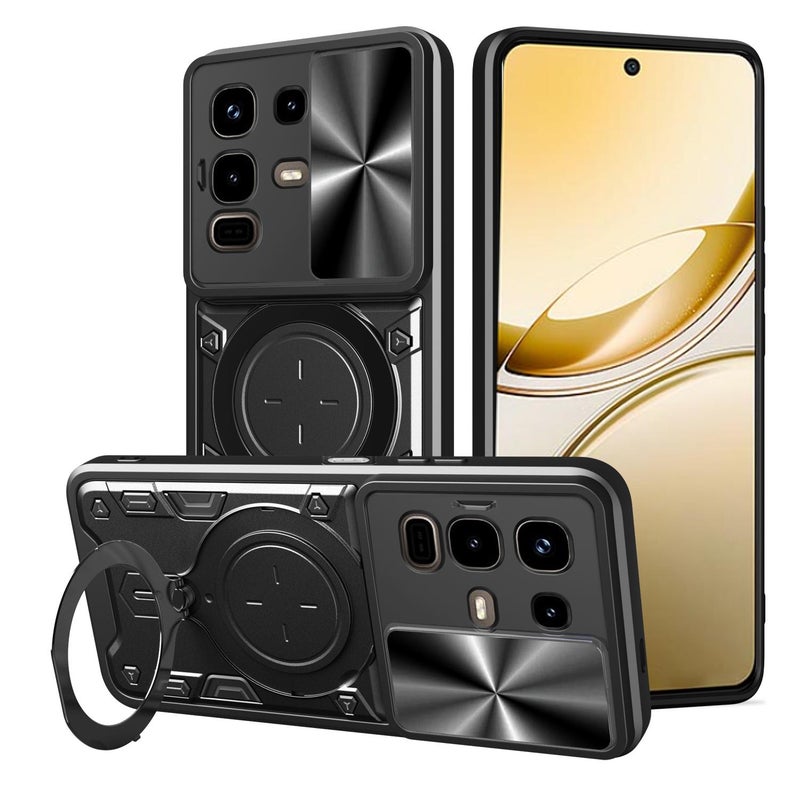 erorex For Infinix Note 50s CD Texture Sliding Camshield Magnetic Holder Phone Case(Black) - Image 1