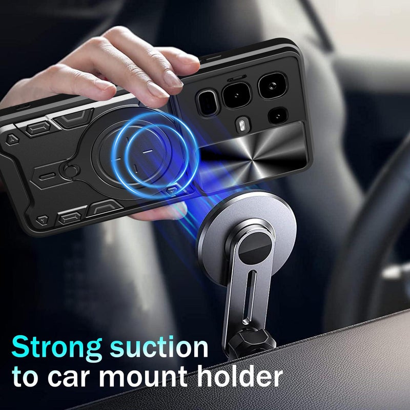 erorex For Infinix Note 50s CD Texture Sliding Camshield Magnetic Holder Phone Case(Black) - Image 5