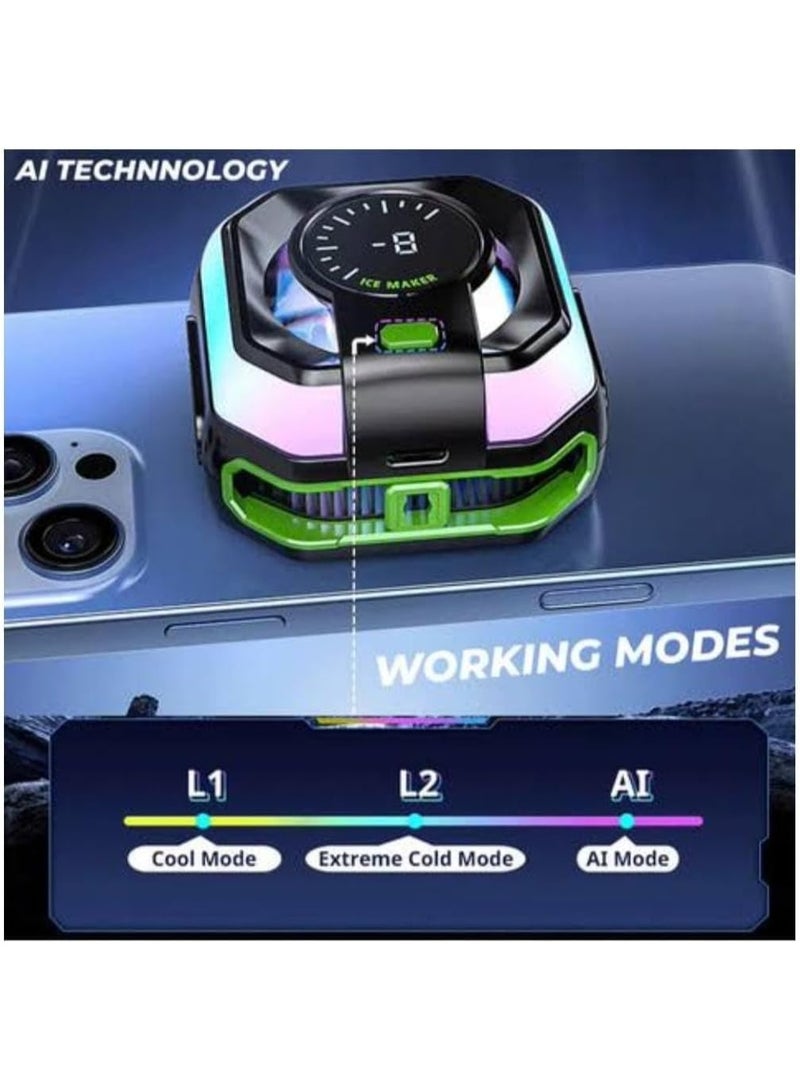 Funcooler JS86 Mobile Phone Cooler with AI Technology, Three-Level Temperature Control, Dual-in-One Holder (Clip/Magnet), Compatible with 6.5-inch Phones, Low Noise Semiconductor Cooling. - Image 5