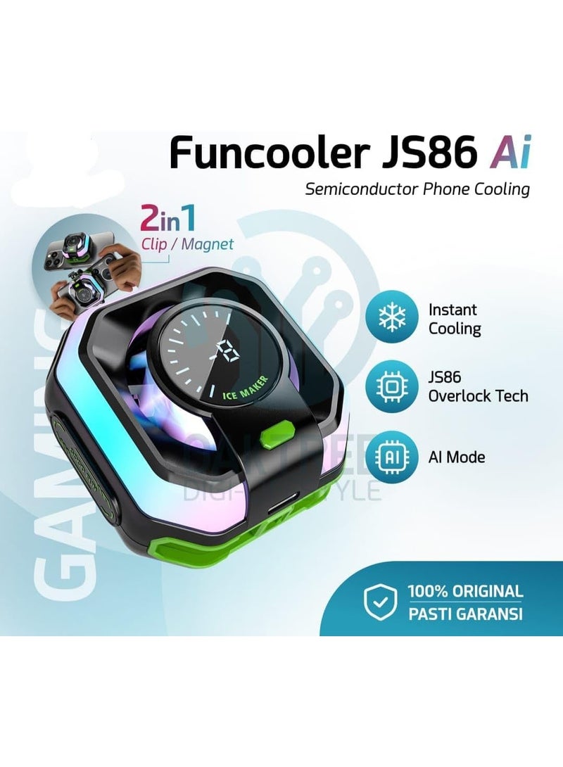 Funcooler JS86 Mobile Phone Cooler with AI Technology, Three-Level Temperature Control, Dual-in-One Holder (Clip/Magnet), Compatible with 6.5-inch Phones, Low Noise Semiconductor Cooling. - Image 4