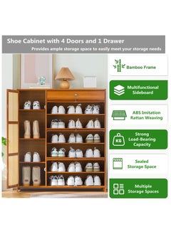 HXDream Shoe Cabinet,Shoe Storage Rack,Shoe cabinet with 4 doors and 1 drawer,Suitable for doorways, corridors, living rooms, cloakrooms  - Image 2