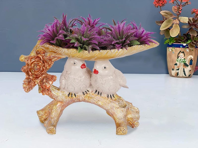 ZART Sparrow Love Bird Pair Sitting On Tree Branch Figurine Home Decor Showpiece Bird Showpiece for Home Decorative Items Feng Shui Vastu Figurines 6 inch Multicolor