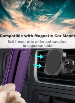 دبليو تيك قبضة يد وحامل متعدد حامل مغناطيسي للسيارة مسنده حزام الإصبع غطاء لهاتف Xiaomi Poco X3 Pro 4G 2021 أرجواني باذنجاني  - Image 3