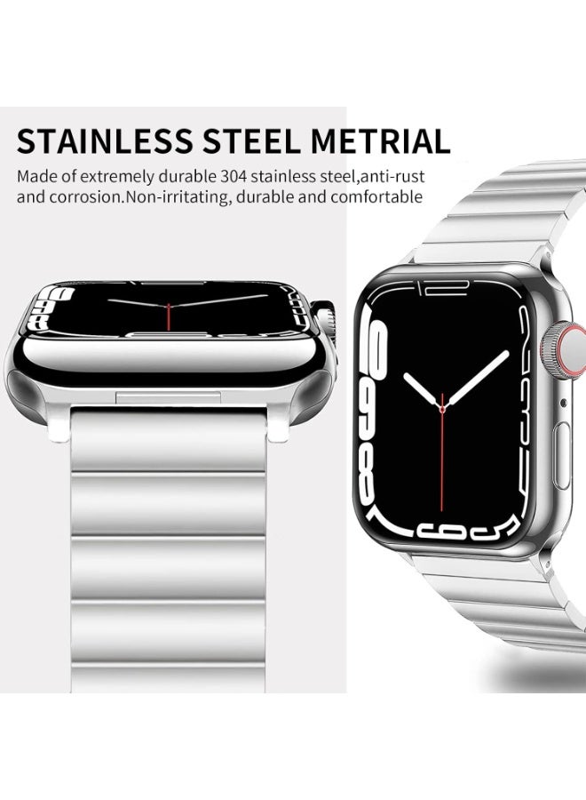 Watch Band Strap 38mm 40mm 41mm Compatible with Apple Watch Stainless Steel Metal Bands, Replacement Wristband, for iWatch Series 9/8/7/6/5/4/3/2/1/SE/iWatch Ultra2 Ultra  (Silver)  - Image 2