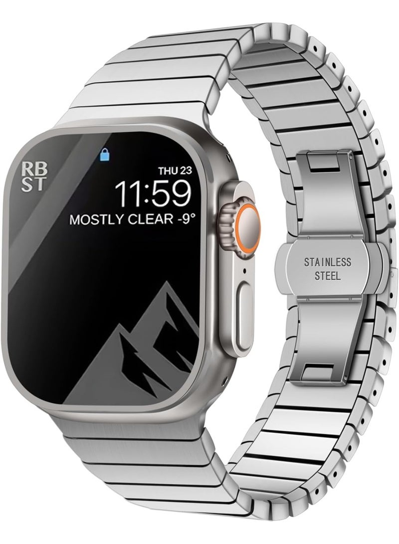 Watch Band Strap 38mm 40mm 41mm Compatible with Apple Watch Stainless Steel Metal Bands, Replacement Wristband, for iWatch Series 9/8/7/6/5/4/3/2/1/SE/iWatch Ultra2 Ultra  (Silver)  - Image 1