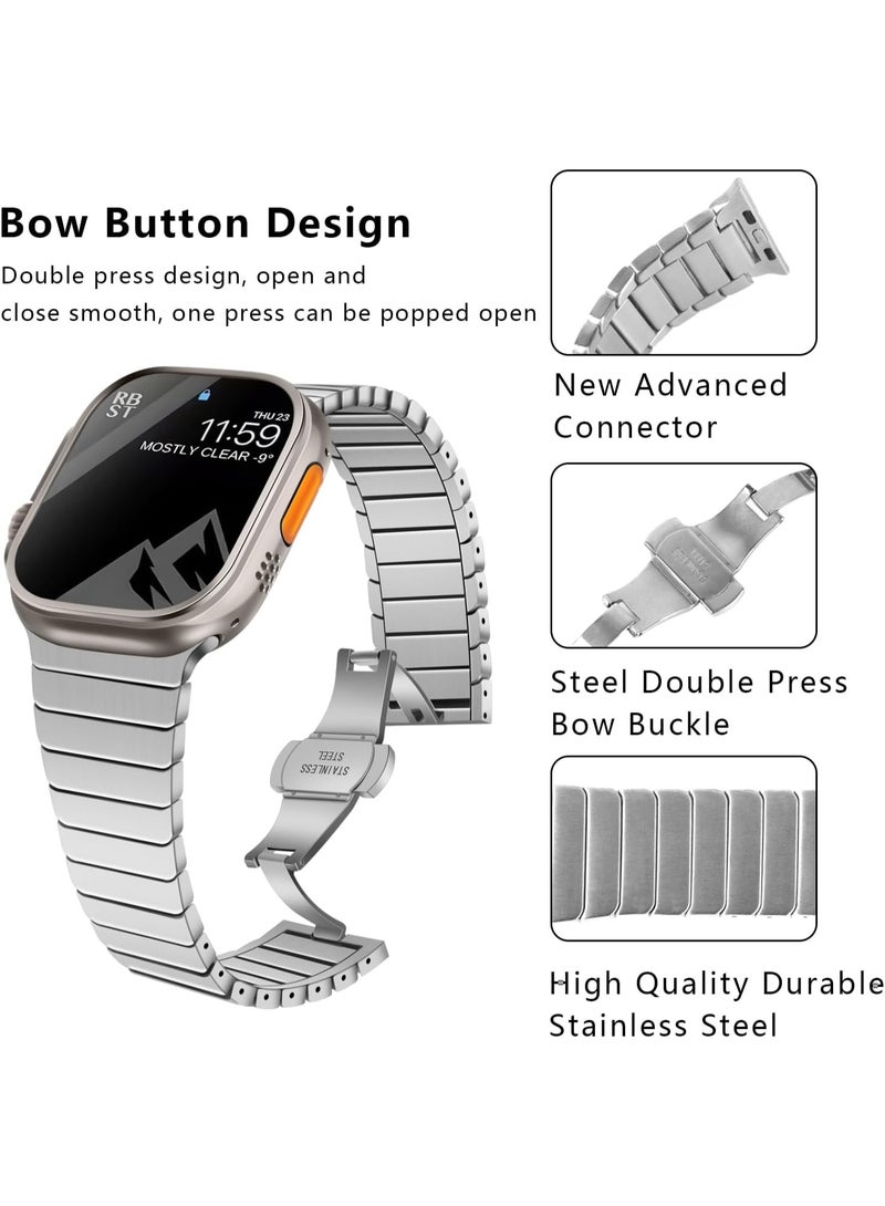 Watch Band Strap 38mm 40mm 41mm Compatible with Apple Watch Stainless Steel Metal Bands, Replacement Wristband, for iWatch Series 9/8/7/6/5/4/3/2/1/SE/iWatch Ultra2 Ultra  (Silver)  - Image 4