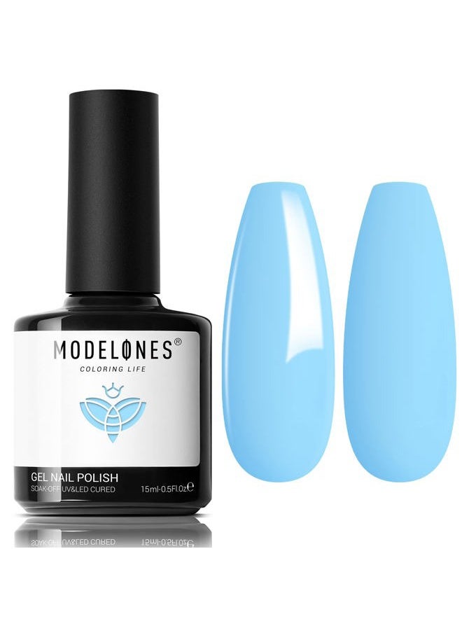 modelones - Blue Gel Nail Polish, 15 ML 1 Pcs Blue Color Summer Gel Polish Soak Off LED Sky Blue Nail Polish Sea Bule Gel Professional Salon Nail Art Manicure at Home DIY Gift for Holidays - Image 1