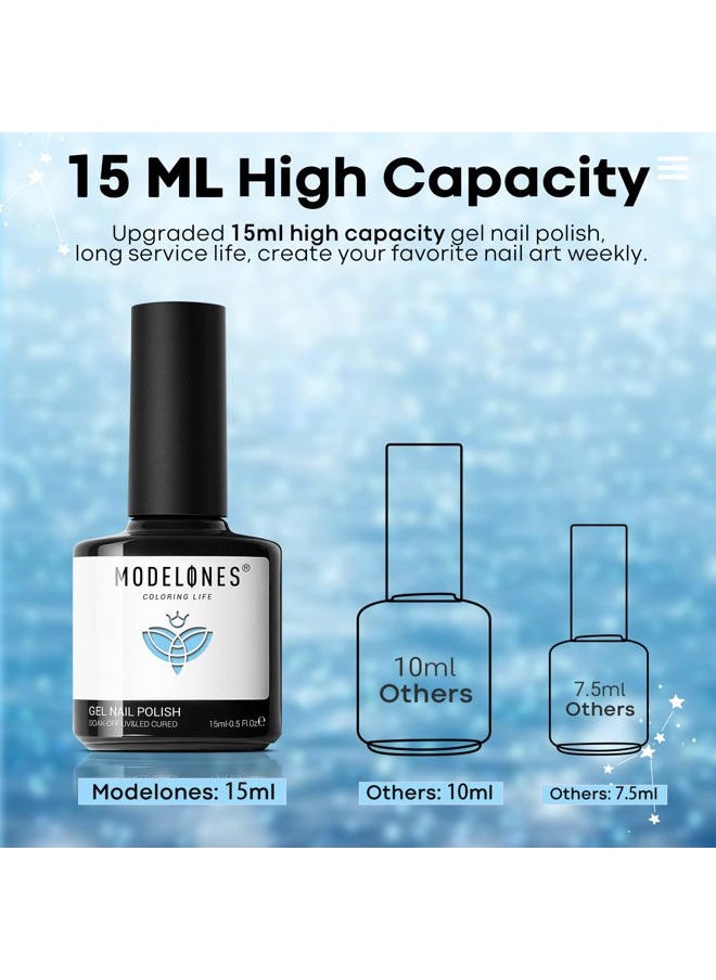 modelones - Blue Gel Nail Polish, 15 ML 1 Pcs Blue Color Summer Gel Polish Soak Off LED Sky Blue Nail Polish Sea Bule Gel Professional Salon Nail Art Manicure at Home DIY Gift for Holidays - Image 1