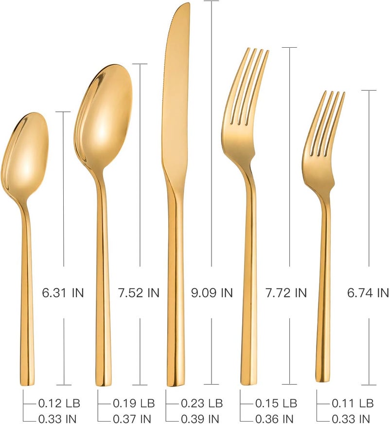Kelenfer Gold Silverware Set Flatware Set Stainless Steel Cutlery Set Hexagon Handle Home Kitchen Daily Use 30 Pieces Service for 6 - Image 2