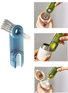 FALMER 3 in 1 Multifunctional Cleaning Brush U-Shaped Silicone Bottle Cleaner Brush Cup Lid Crevice Cleaning Brush Home Kitchen Cleaning Tools (Blue)  - Image 1