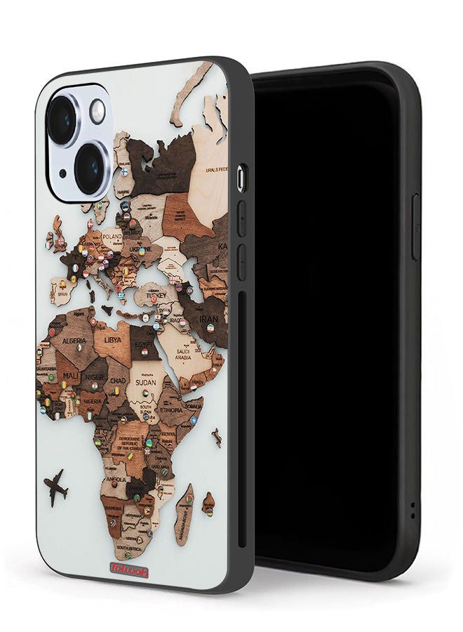 Tolwak حافظة حماية آبل آيفون 14 بلس فن خريطة العالم - Image 1