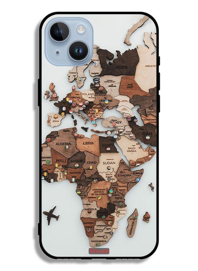 Tolwak حافظة حماية آبل آيفون 14 بلس فن خريطة العالم - Image 2