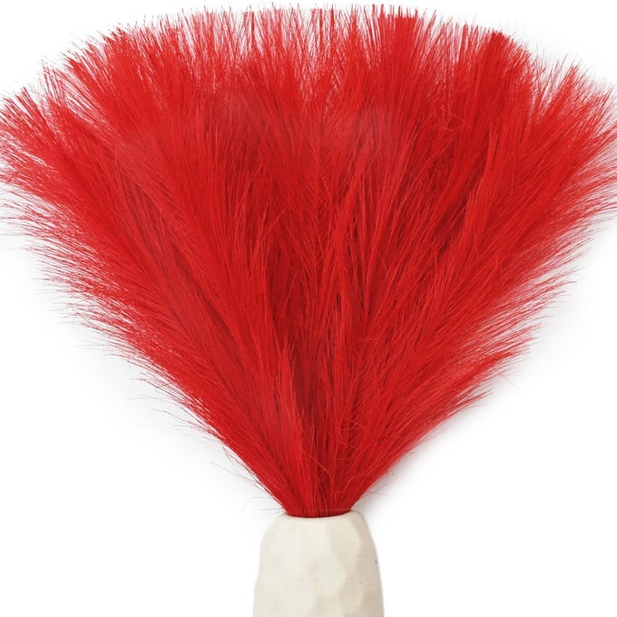 MANDYS RED SILK PAMPAS GRASS BOUQUET 20 STEMS 177IN FLUFFY ARTIFICIAL PAMPAS WITH BENDABLE STEMS FOR VALENTINES DAY AND NEW YEAR DECORATIONS WEDDING CENTERPIECE HOME BOHO DCOR