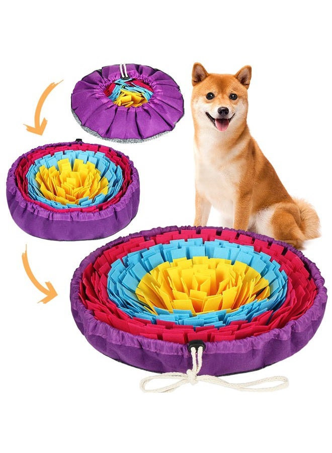 Vivifying Snuffle Mat for Dogs, Adjustable Dog Puzzle Toys Sniff Mat for All Breeds Dogs, Interactive Enrichment Toys for Slow Eating and Mental Stimulation (Yellow Blue Purple) - Image 1