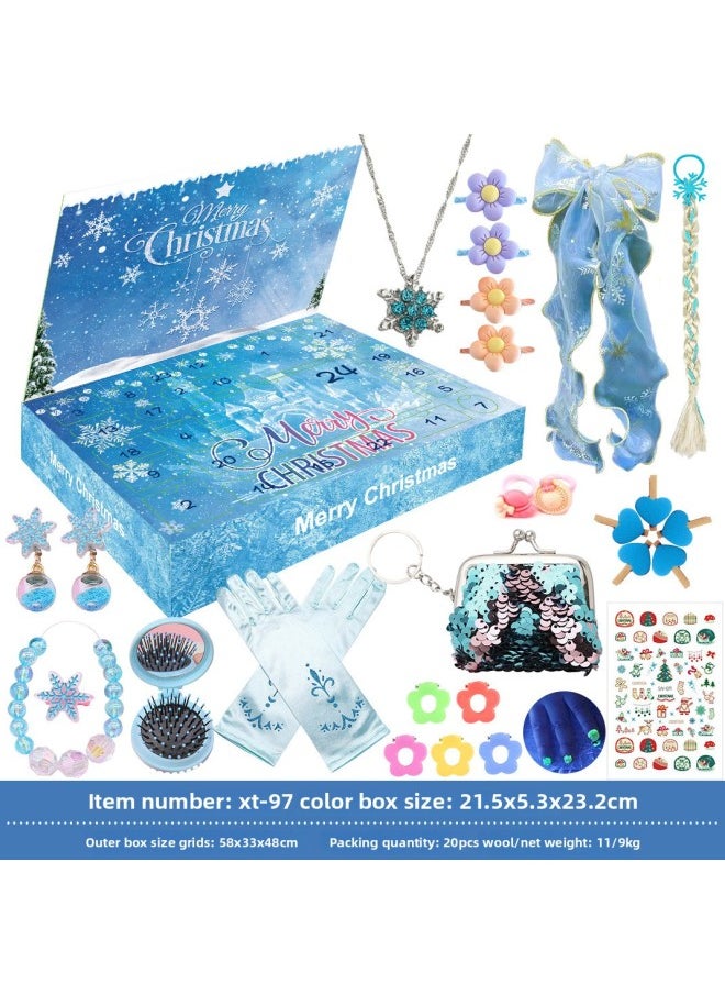 Generic - 亚马逊圣诞盲盒降临日历倒计时独角兽冰雪饰品女孩节日礼物玩具-颜色:XT-97冰雪饰品盲盒带包包 - Image 1
