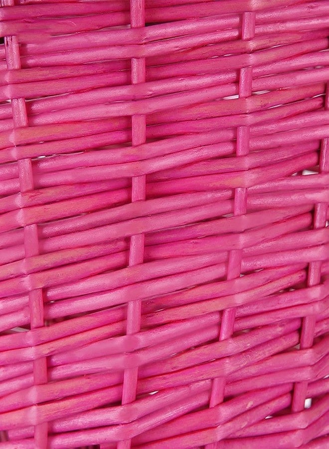 EIRONA Kids Bicycle Wicker Basket for 12 14 16 18 20 Inch Girls Bike, Scooter, Tricycle, Kids Bike Accessories, Rattan Bicycle Storage, Pink - Image 5