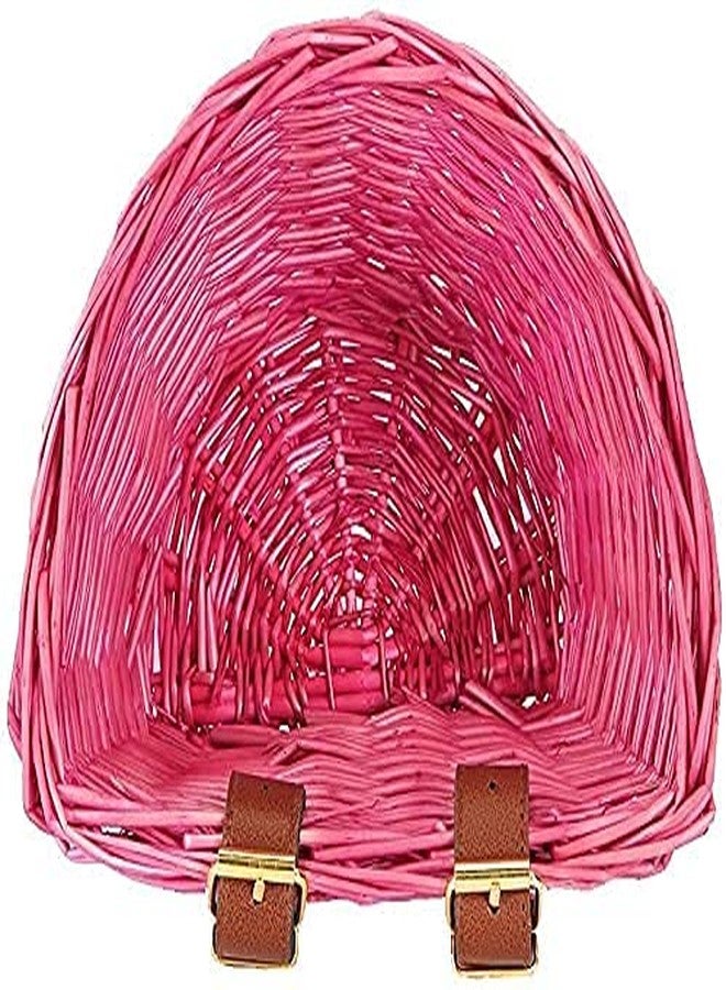 EIRONA Kids Bicycle Wicker Basket for 12 14 16 18 20 Inch Girls Bike, Scooter, Tricycle, Kids Bike Accessories, Rattan Bicycle Storage, Pink - Image 4