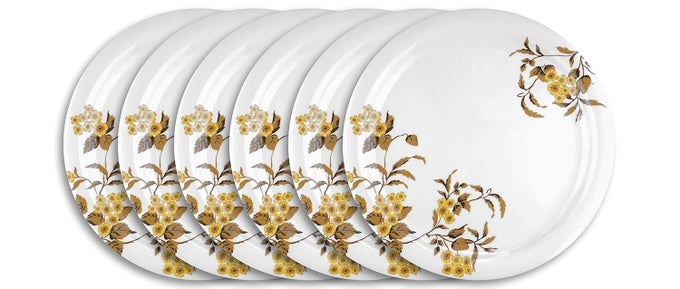 | PURE MELAMINE | DINNER PLATE SET  FRENCH ROSE 11 (6 NOS.) | STAIN FREE, GLAZED FINISH