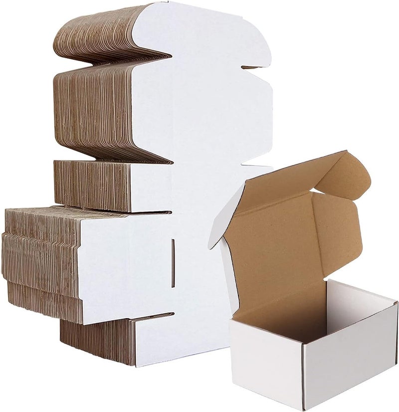 MALANI STORES Corrugated Box Packing box 4.5X3X2.5 inch white auto-lock corrugated 3ply box Pack of -50 - Image 1