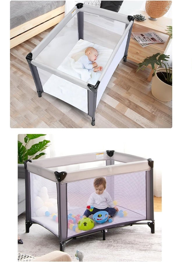 ريوليو سرير أطفال 2 في 1، ساحة لعب محمولة، سرير سفر قابل للطي، مركز حضانة للرضع مزوّد بمرتبة مريحة وحقيبة حمل - Image 2