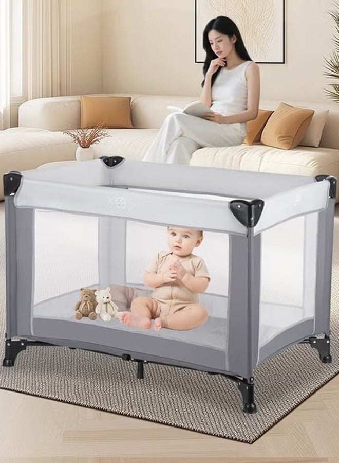 ريوليو سرير أطفال 2 في 1، ساحة لعب محمولة، سرير سفر قابل للطي، مركز حضانة للرضع مزوّد بمرتبة مريحة وحقيبة حمل - Image 3