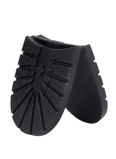 Shoe Replacement Rubber Out Sole, Durable Rubber Half Sole and Heels Raised Grain Repair Sole Pad Shoe Repair Replacement for Leather Shoes Sports Shoes Boots, Black Heel Medium