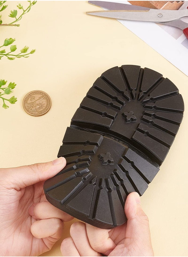 SYOSI - Shoe Replacement Rubber Out Sole, Durable Rubber Half Sole and Heels Raised Grain Repair Sole Pad Shoe Repair Replacement for Leather Shoes Sports Shoes Boots, Black Heel Medium - Image 1