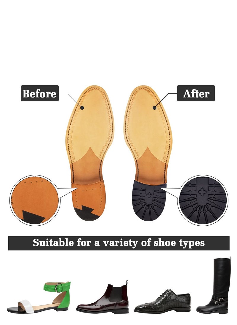 SYOSI - Shoe Replacement Rubber Out Sole, Durable Rubber Half Sole and Heels Raised Grain Repair Sole Pad Shoe Repair Replacement for Leather Shoes Sports Shoes Boots, Black Heel Medium - Image 1