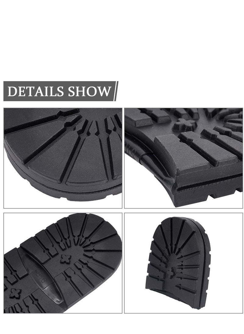 SYOSI - Shoe Replacement Rubber Out Sole, Durable Rubber Half Sole and Heels Raised Grain Repair Sole Pad Shoe Repair Replacement for Leather Shoes Sports Shoes Boots, Black Heel Medium - Image 1