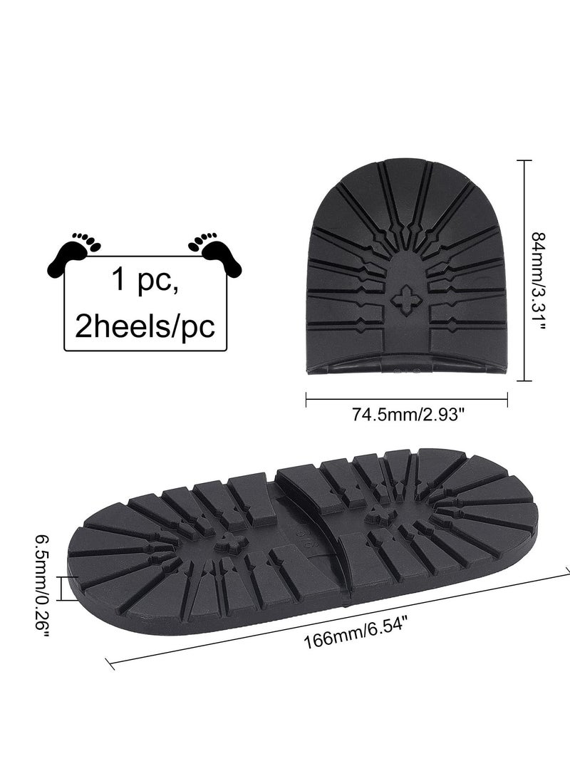 SYOSI - Shoe Replacement Rubber Out Sole, Durable Rubber Half Sole and Heels Raised Grain Repair Sole Pad Shoe Repair Replacement for Leather Shoes Sports Shoes Boots, Black Heel Medium - Image 1
