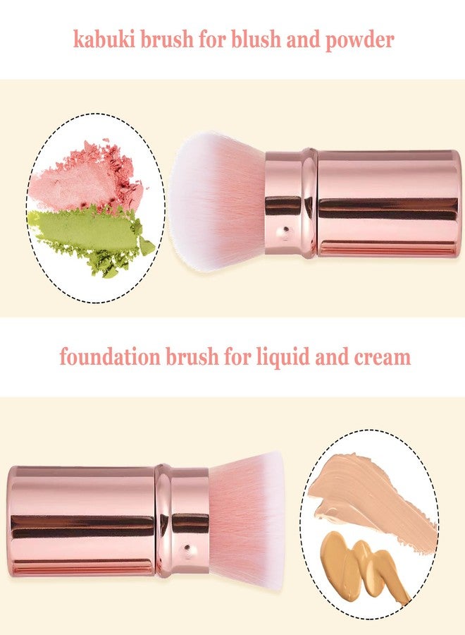 Keriloo Makeup Brush 2 Pack, Retractable Travel Kabuki Powder Foundation Makeup Brush Face Blush Brushes for Blending Liquid, Blush, Bronzer, Buffing, Sunscreen,Flawless Cosmetics - Image 3