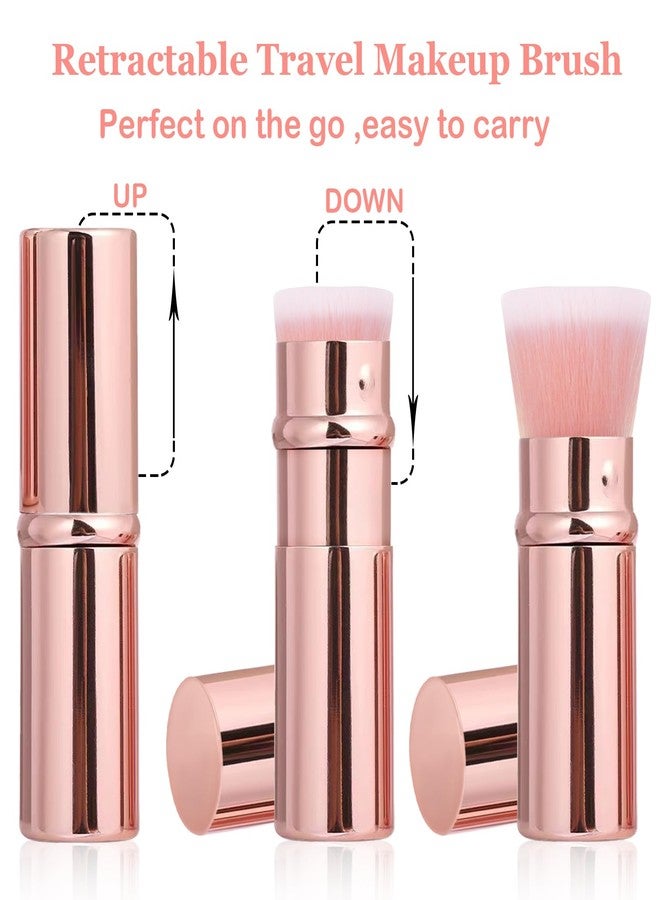 Keriloo Makeup Brush 2 Pack, Retractable Travel Kabuki Powder Foundation Makeup Brush Face Blush Brushes for Blending Liquid, Blush, Bronzer, Buffing, Sunscreen,Flawless Cosmetics - Image 2