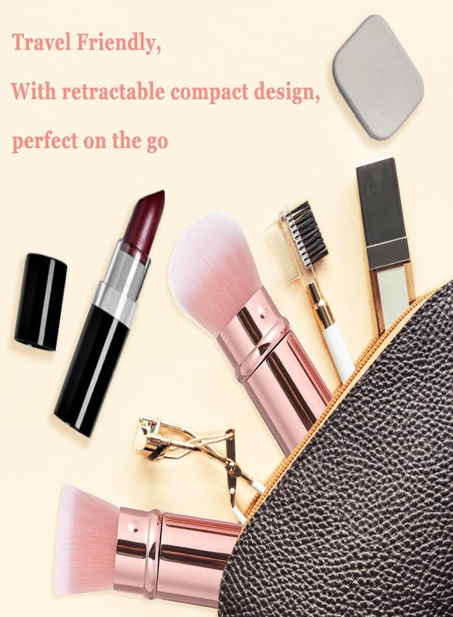 Keriloo Makeup Brush 2 Pack, Retractable Travel Kabuki Powder Foundation Makeup Brush Face Blush Brushes for Blending Liquid, Blush, Bronzer, Buffing, Sunscreen,Flawless Cosmetics - Image 5