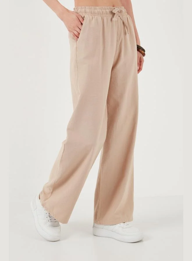 Lela Lela Cotton Relaxed Fit High Waist Wide Leg Pants Women's TROUSERS 668YP5118