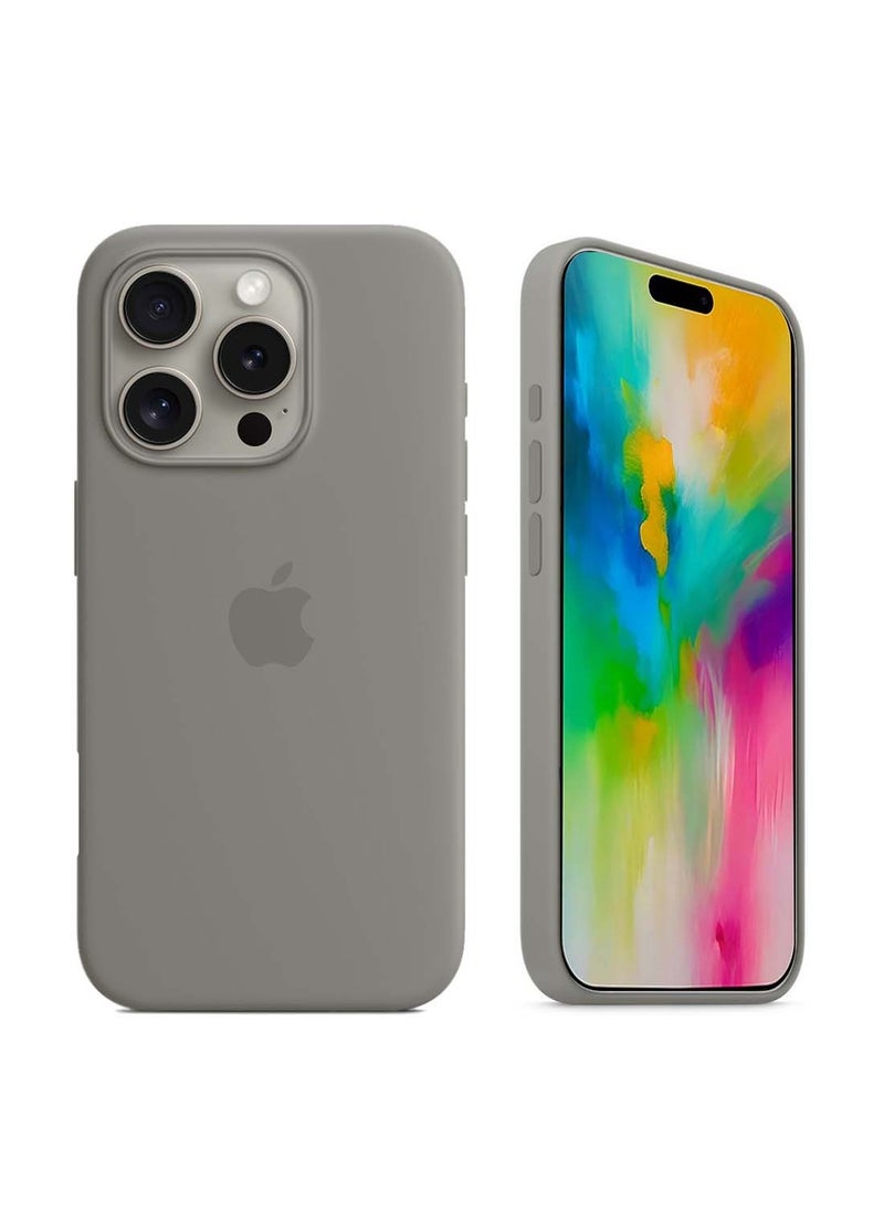 Wtech - Apple iPhone 16 Pro Max 2024 Premium Soft Liquid Silicone Case Cover - Titanium - Image 1