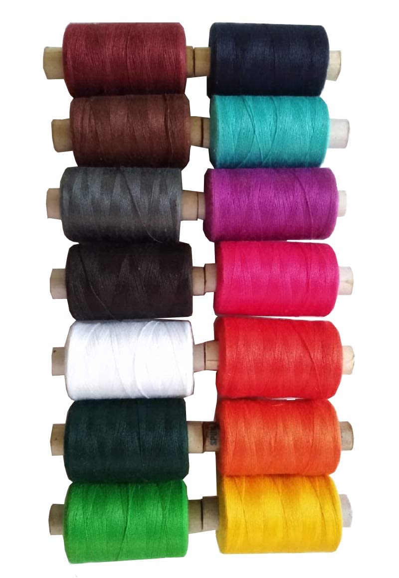 Homeistic Applience Homeistic Applience 800 Meter Sewing Threads Basic Color Strong Cotton Polyester Threads For Sewing Dhaga Fast Premium Shade Spools for Machine Tailoring and Hand Stitching (14 Pcs, Regular Dark Color)  - Image 1
