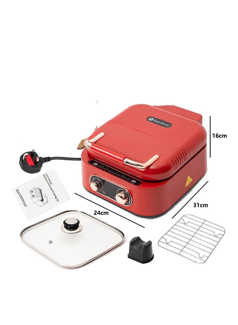 Denx DX3421 Electric Multi‑Cooker & Grill – 1800 W, 2.5 L, Non‑Stick Red - Image 1