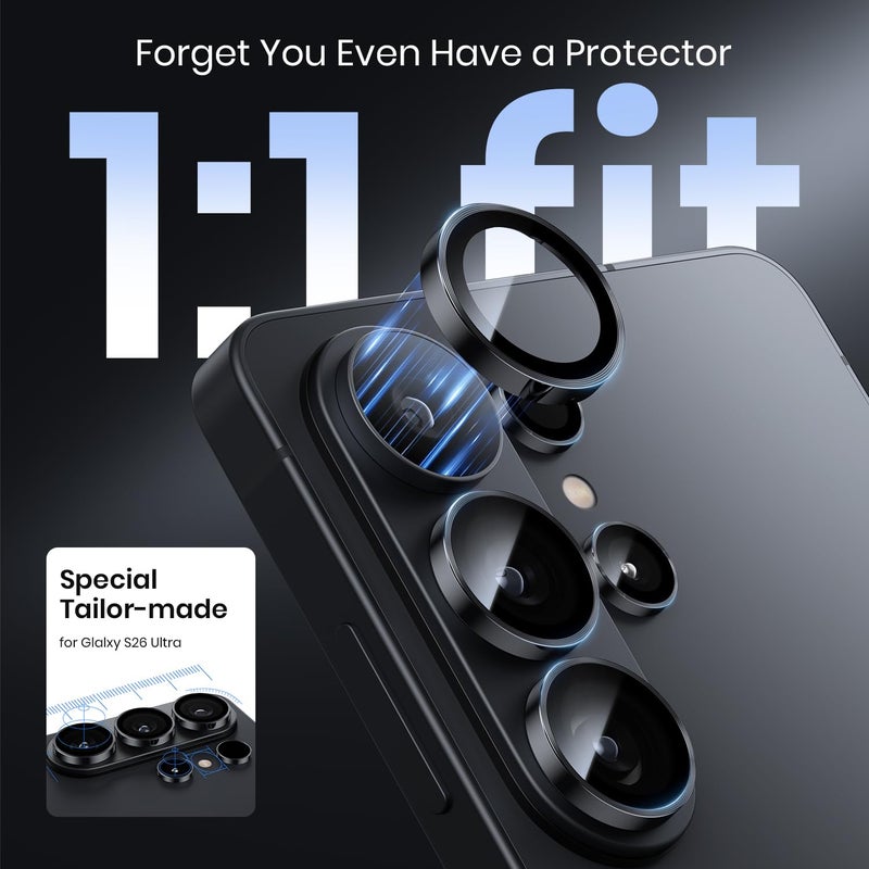 Hoerrye for Samsung Galaxy S26 Ultra Camera Lens Protector - [Top 9H+ Tempered Glass - 12FT Military Grade] Case Friendly Invisible Fit Camera Screen Protector Cover Accessories,Black - Image 2