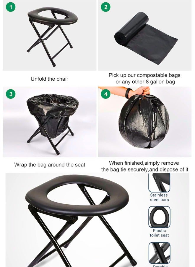 Chase Up Camping Toilets Portable, Portable Toilet for Adults, Portable Toilet for Camping, Folding Toilet Camping Seat, Travel Toilet Car Toilet for Hiking and Boating (Black) - Image 2