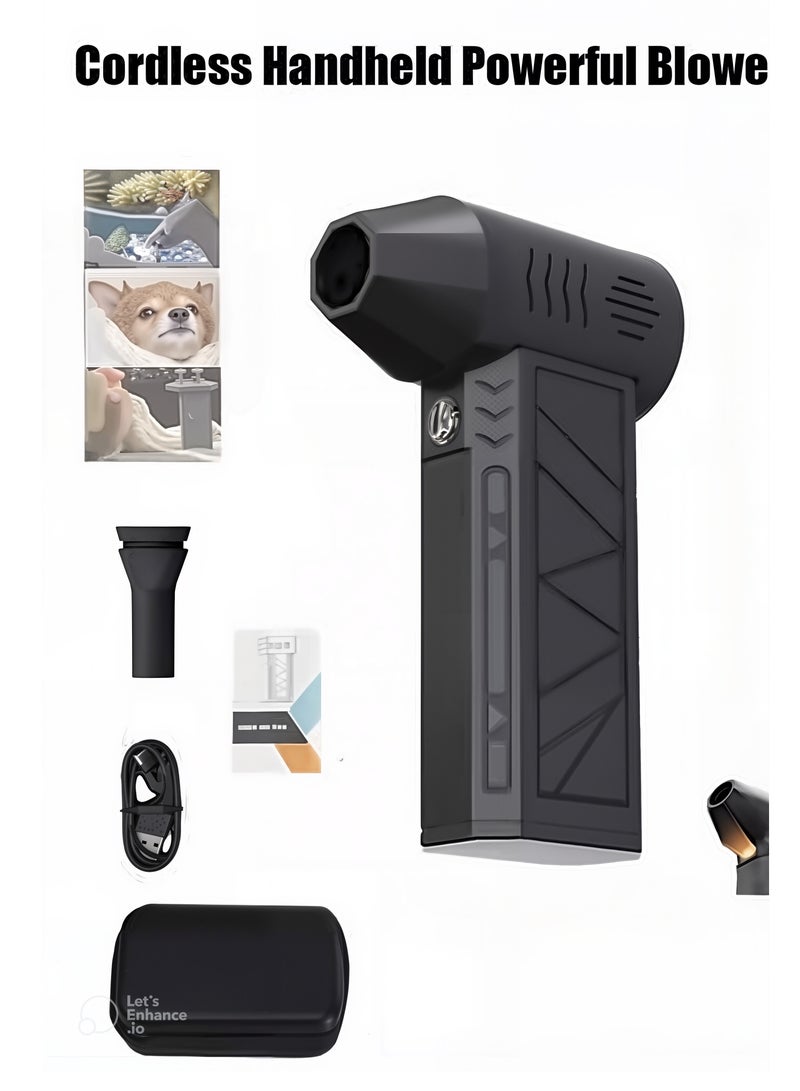 Arabest Cordless Handheld Powerful Blower, Electronic Air Blower, Cordless Leaf Blower, Air Blower Jet Fan LED Turbo Blower Turbo Violent Brushless Fan Outdoor Portable Mini Handheld Dryer - Image 1