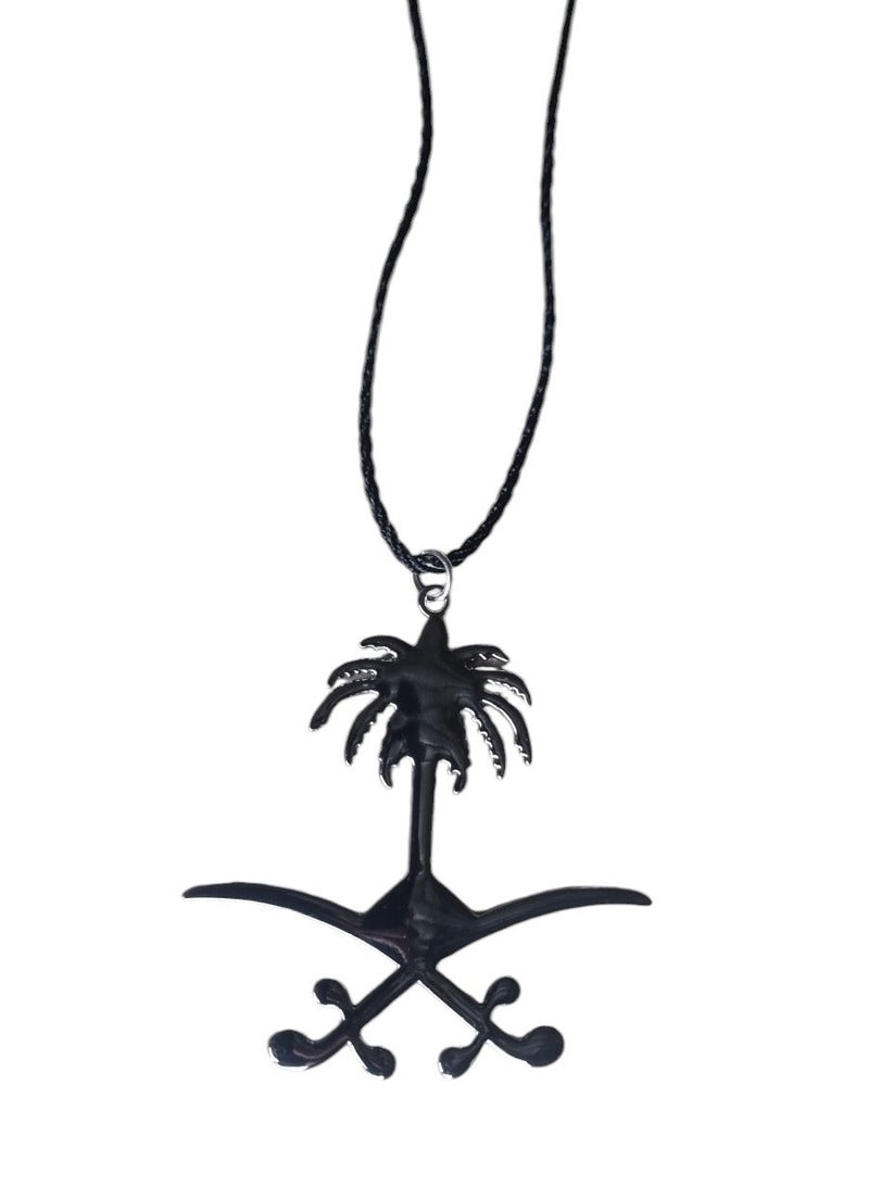 Car Mirror Hanging Metal Two Swords And Palm Tree Saudi Nation Sign Design - Image 1