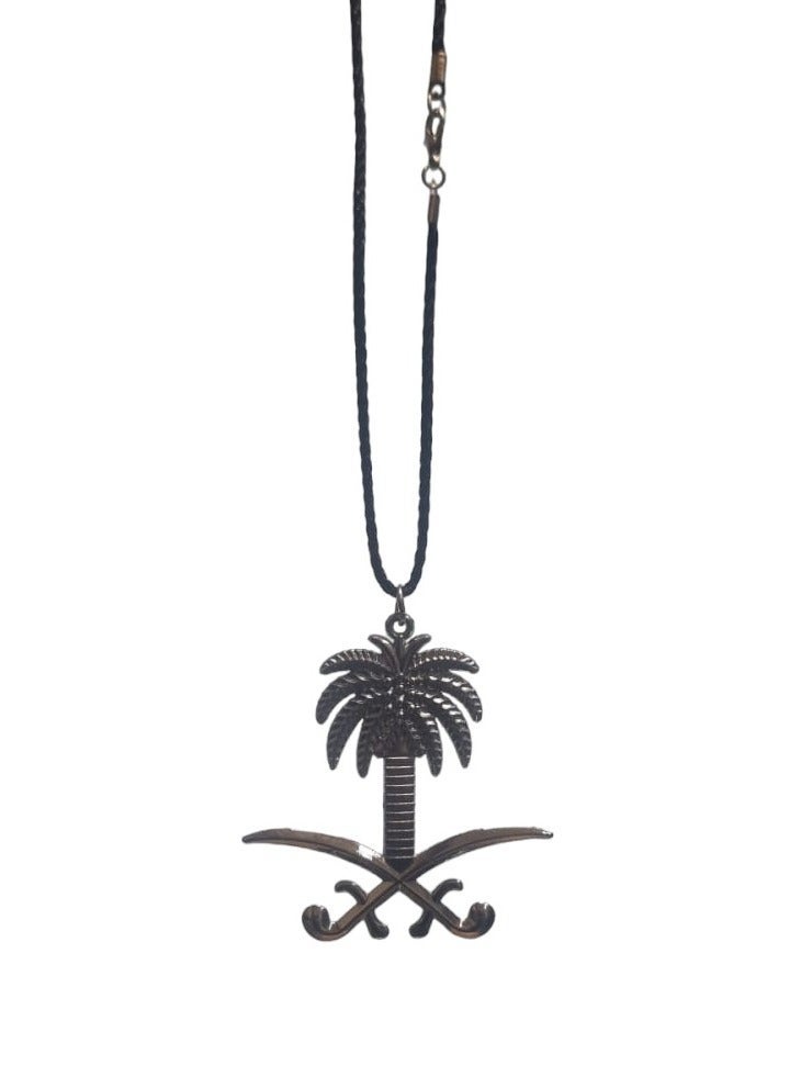 Car Mirror Hanging Metal Two Swords And Palm Tree Saudi Nation Sign Design - Image 2