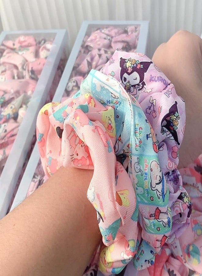 DORMITORRY Hair Bands Ponytail Ties Hair Scrunchies, Flower Hair Scrunchies Girl Hair Accessory, Great For Casual And Party Dress, Silk Hair Rope, Anti Hair Breakage, 2 pcs - Multicolor - MultiDesign. - Image 4