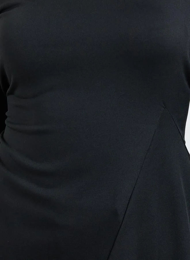 Styli  Women Black Asymmetric Hem Knit Top for Women | Best Price UAE